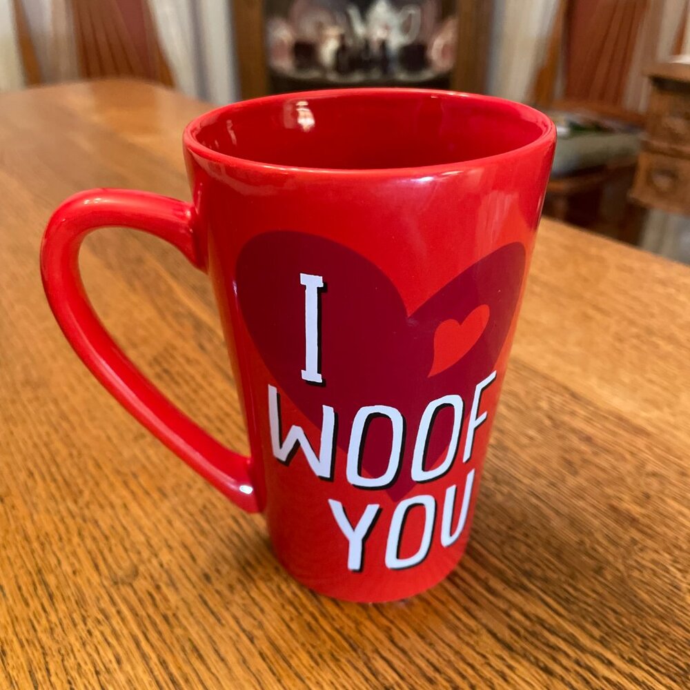 I Woof You Tall Red Coffee Cup Mug - Picture 3 of 5